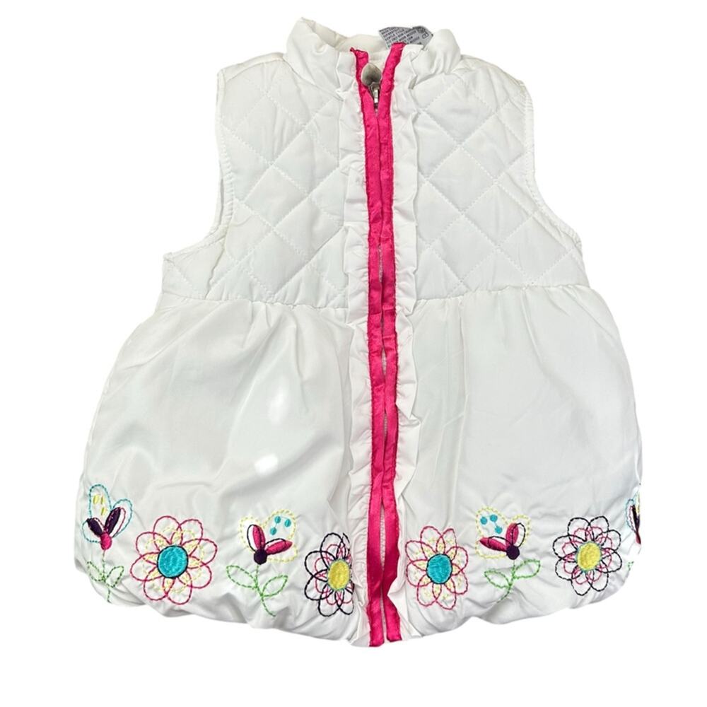 Kids Headquarters Balloon Puffer Vest Quilted Size 4T Floral White Pink